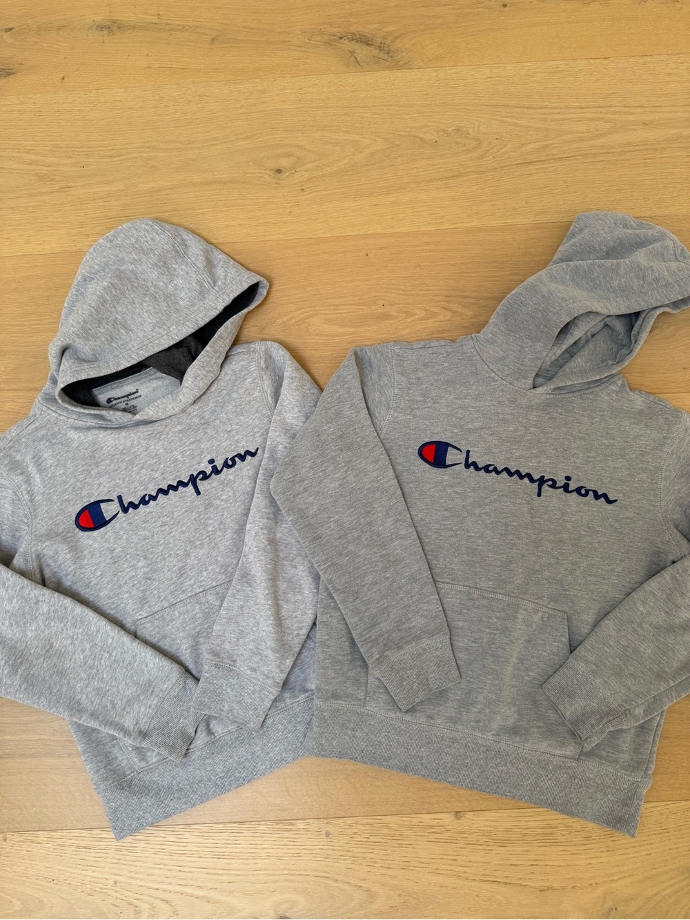 Champion Kids Grey Logo Hoodies with Navy & Red Accent